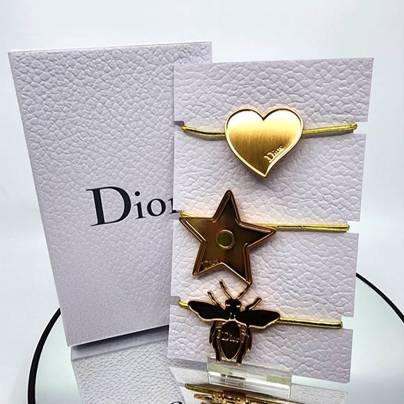 Dior Hair Christian Dior Hair Bands Ties Set Of 3 Gold Tone New With Box Poshmark